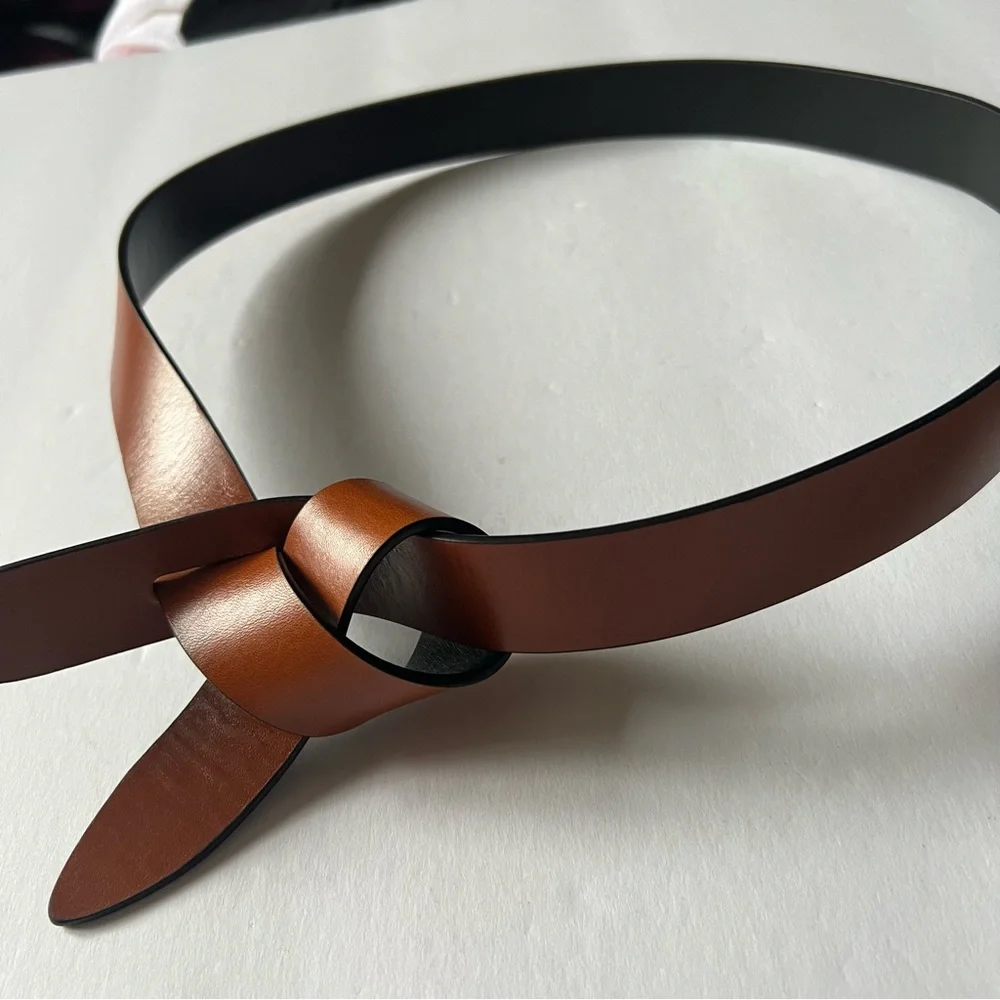 Isabel Marant Reversible Black and Brown Leather Knot Belt